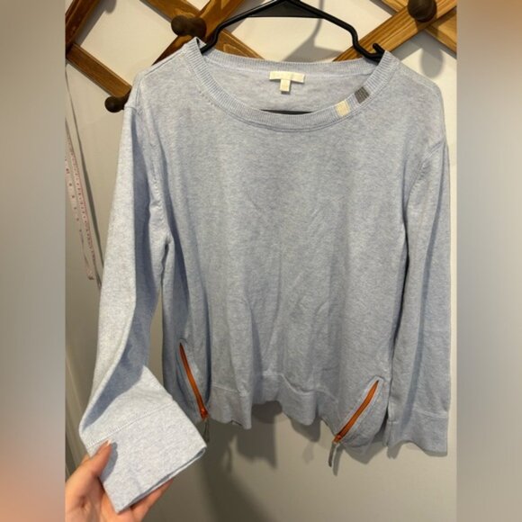 Lisa Todd Zip It Cashmere Cotton Blend Sweater, featuring orange side zippers - Picture 6 of 8